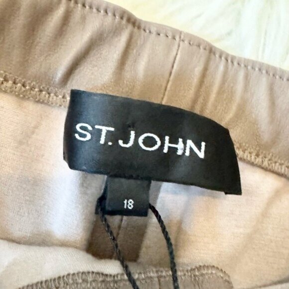 St. John *NEW* Taupe Leather Pants - originally $1995! - Picture 14 of 15